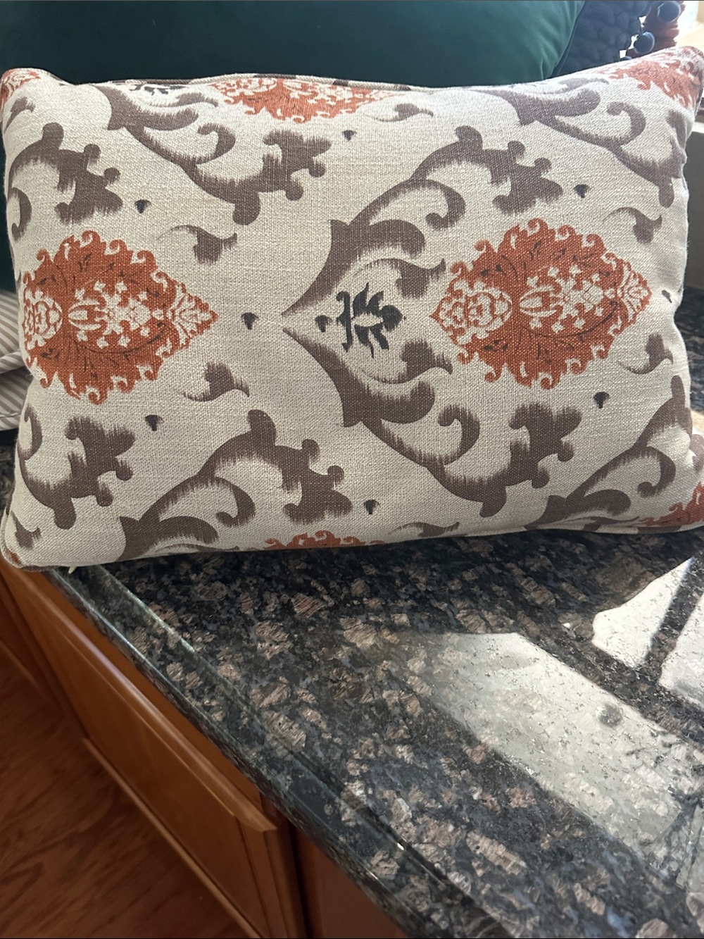 Decorative Orange and Brown Damask Throw Pillow - Unbranded